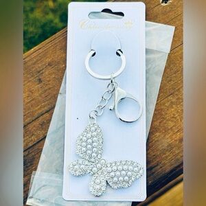 BUY NOW Silver & Faux Pearl Butterfly Keychain/Bag Charm